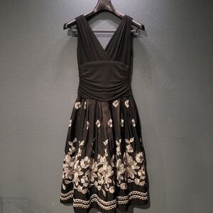 S.L. Fashions Black Dress with White Floral Accents 6